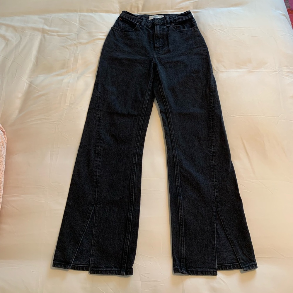 Abercrombie & Fitch black high waisted split hem jeans